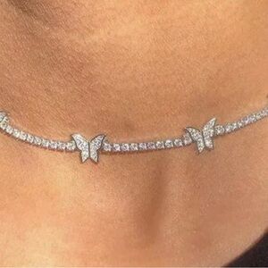Silver butterfly necklace
